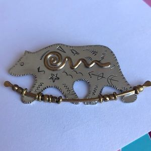 Q Miller artisan tribal Rockin’ Griz pin brooch